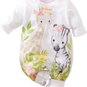 Cute Giraffe Zebra With Floral Print