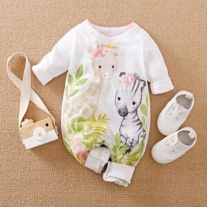 Cute Giraffe Zebra With Floral Print set